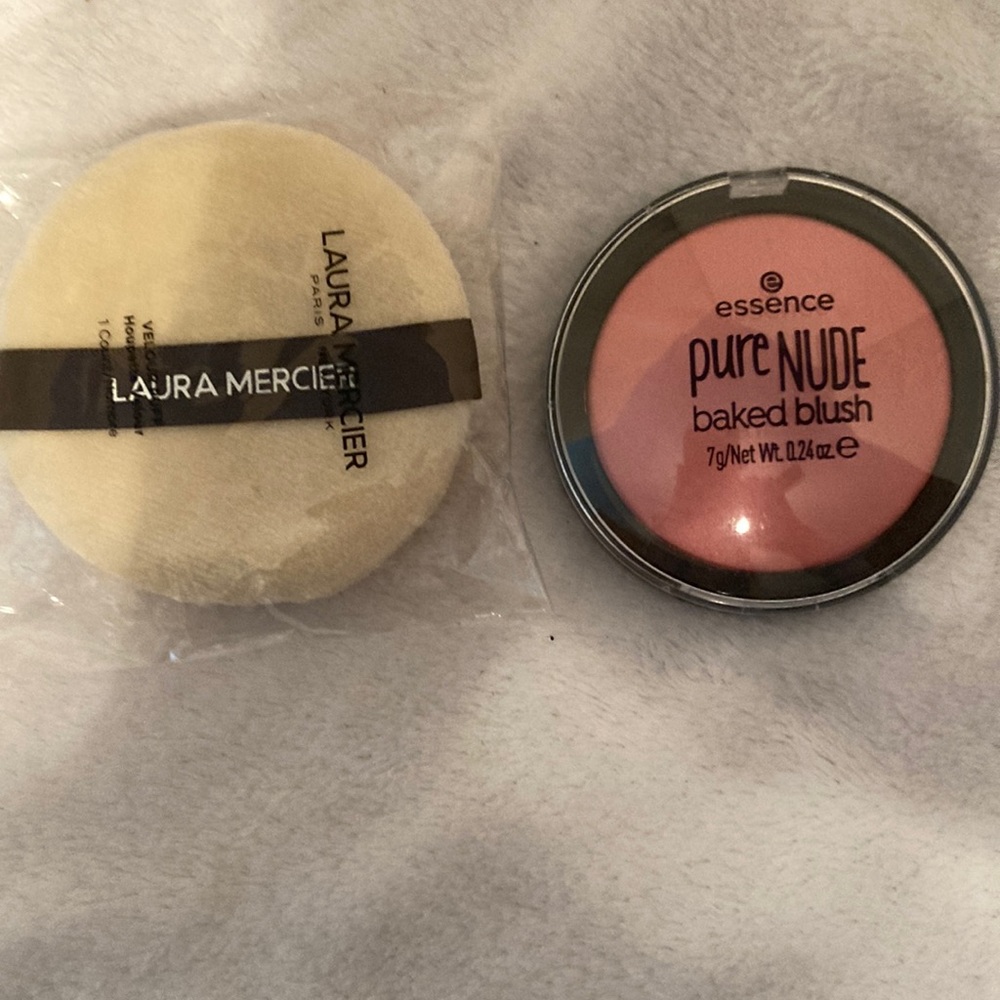 Cool Coral pure NUDE baked blush essence & Laura Mercier make up sponge New